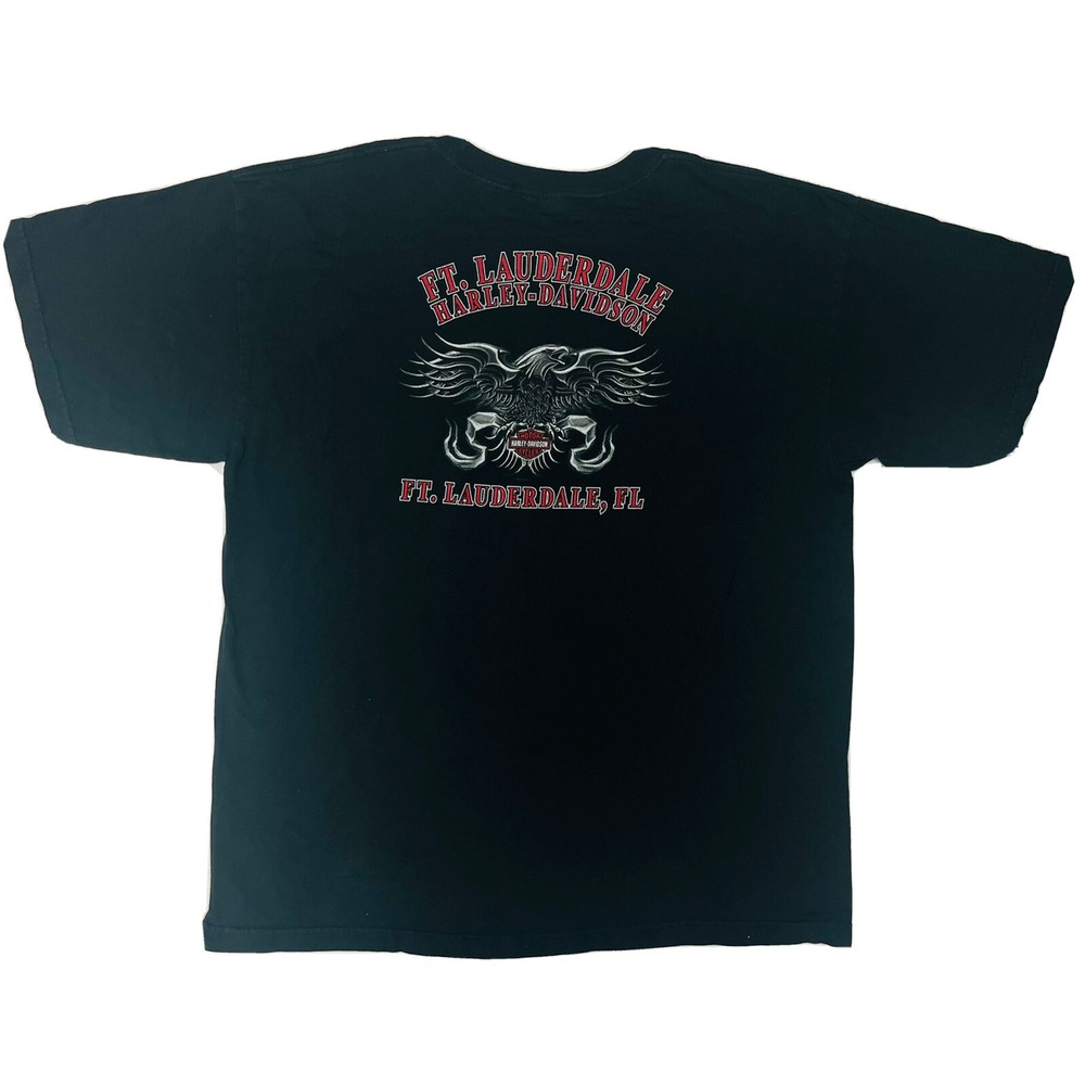 Harley-Davidson Ft Lauderdale FL Dealer T-Shirt Men's 2XL Black Eagle Skull Bike